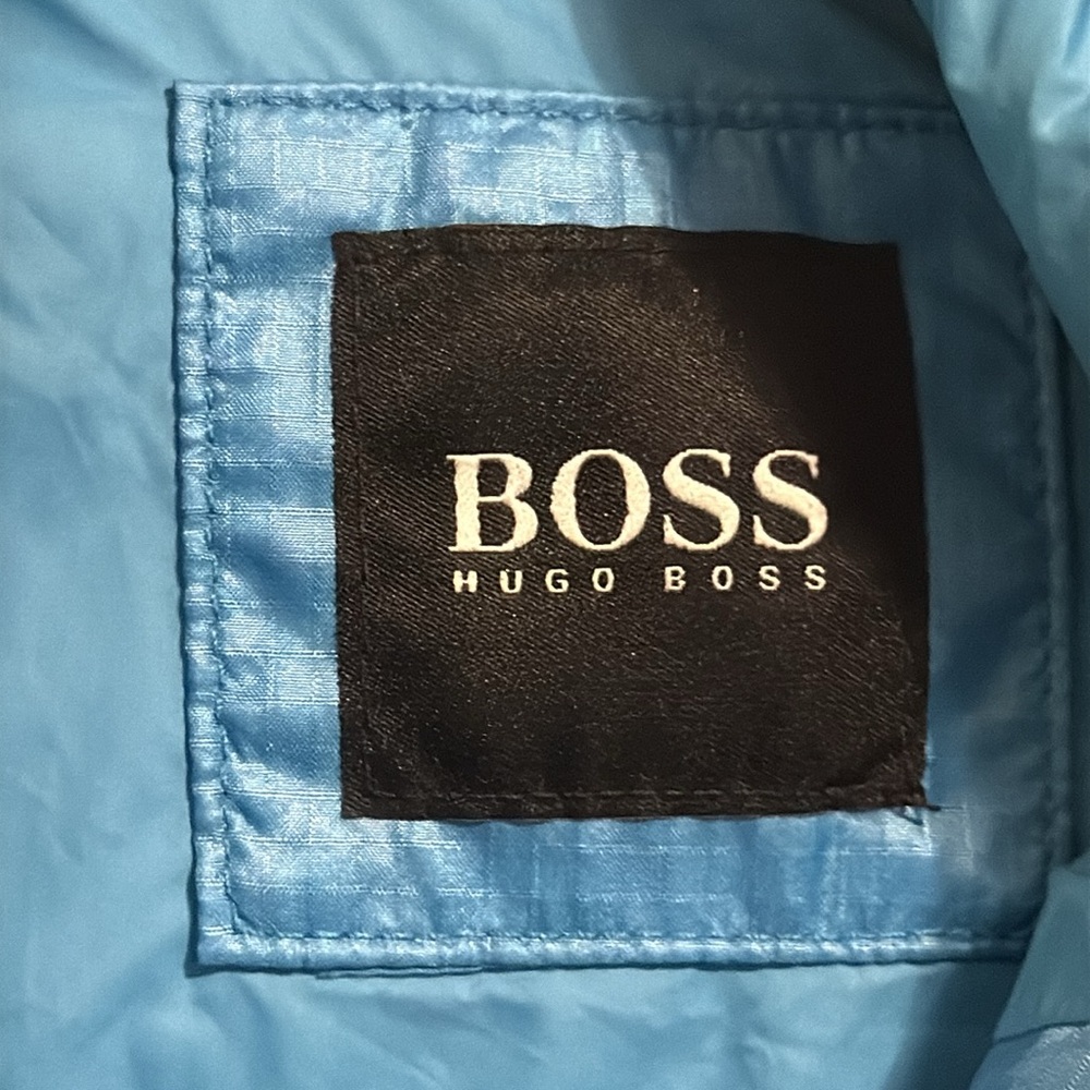 BOSS by Hugo Boss Men's Coslo Aqua Jacket Blue Hooded Windbreaker Jacket - Picture 6 of 6